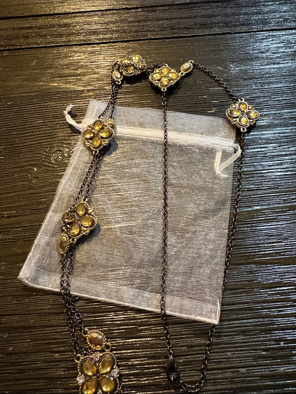 Delicate Yellow Floral Station Necklace - Women's Jewelry
